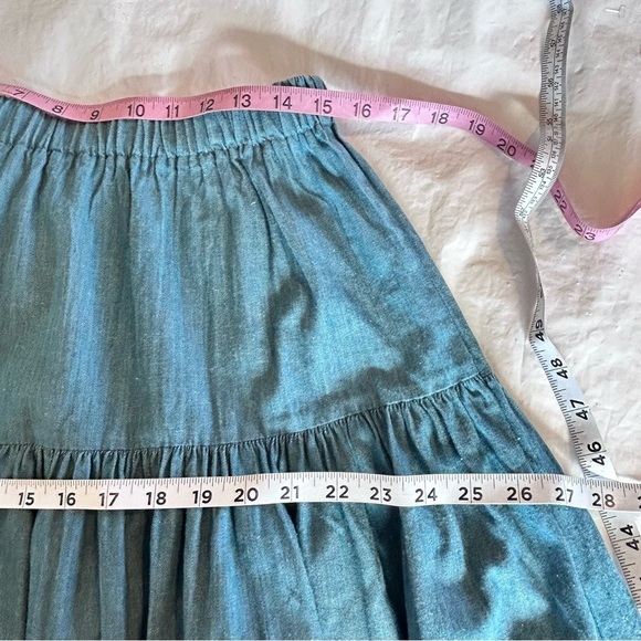 SPENCER CREATION Denim Studded Western Tiered Full Maxi Skirt Womens Size M/L - Picture 8 of 9